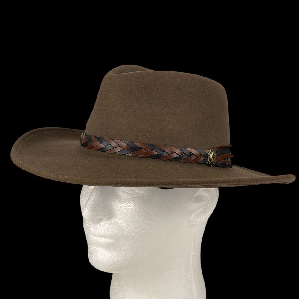 Vintage EDDY bros Cowboy Hat 100% Wool Brown Western USA Mens Small Lite Felt